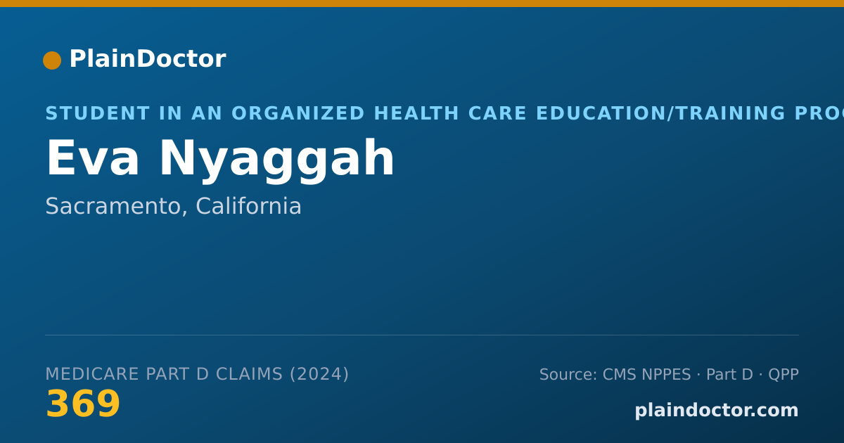 Shareable card for Eva Nyaggah - Student in an Organized Health Care Education/Training Program, Sacramento, CA
