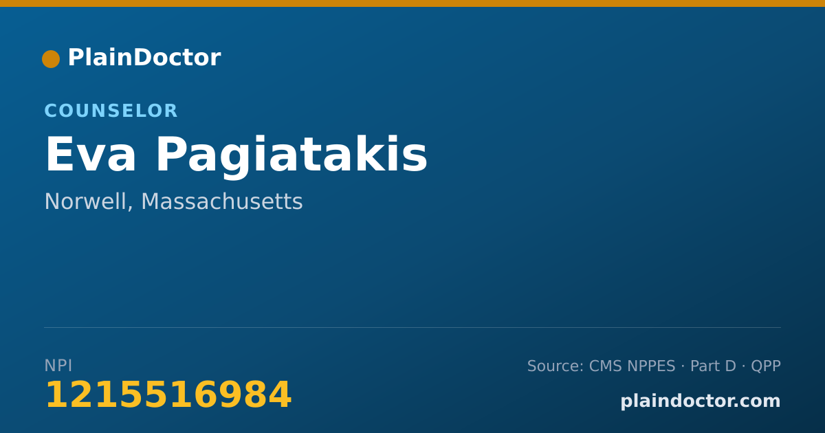 Shareable card for Eva Pagiatakis - Counselor, Norwell, MA