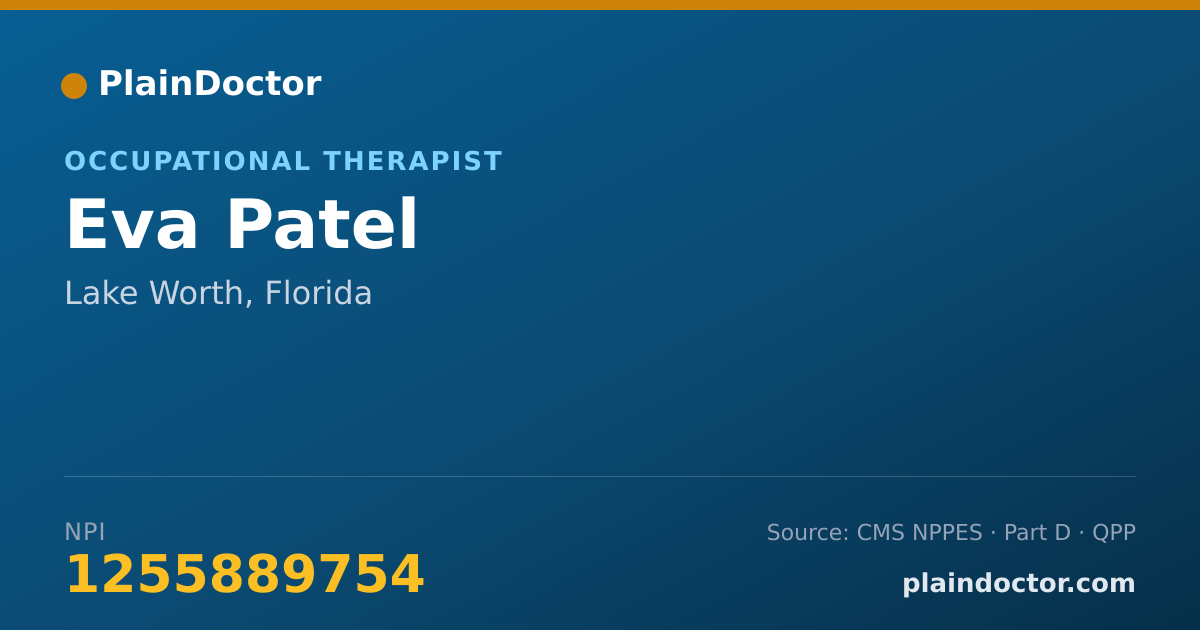 Shareable card for Eva Patel - Occupational Therapist, Lake Worth, FL