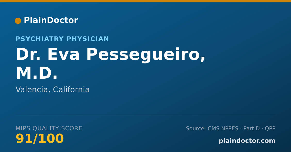 Shareable card for Eva Pessegueiro, M.D. - Psychiatry Physician, Valencia, CA