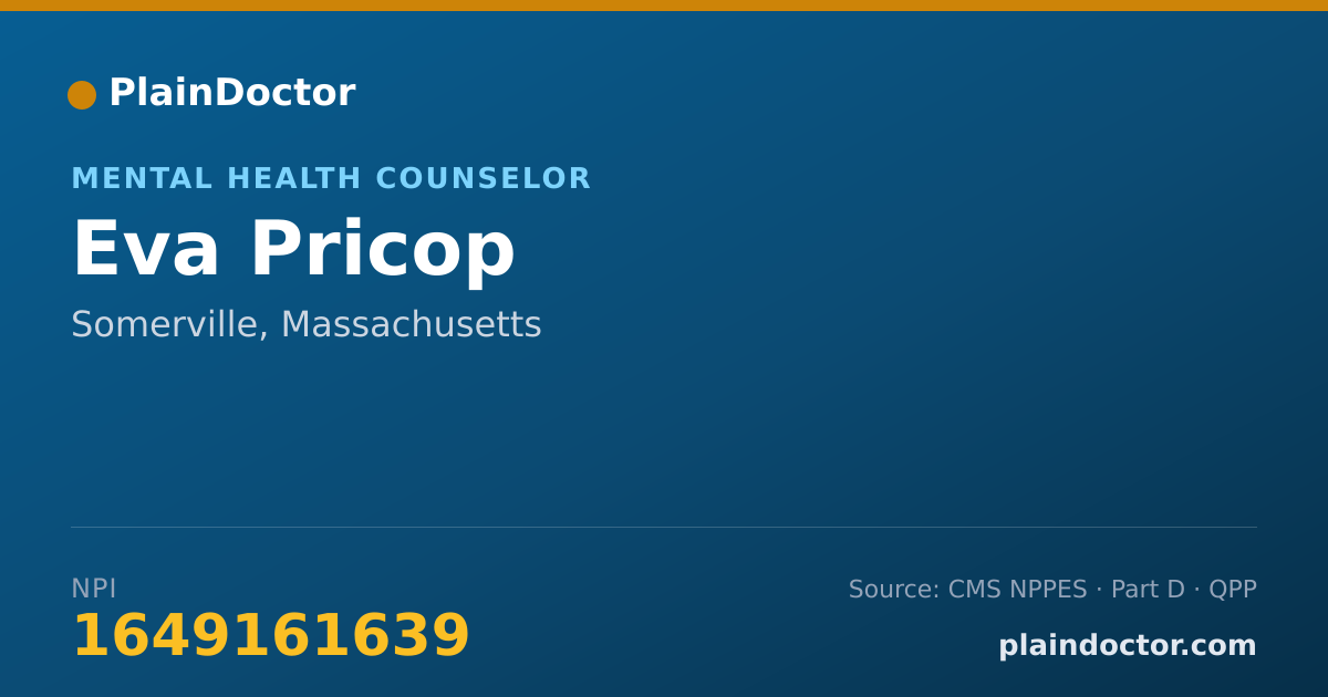 Shareable card for Eva Pricop - Mental Health Counselor, Somerville, MA
