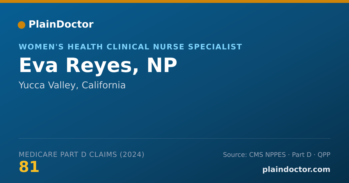 Shareable card for Eva Reyes, NP - Women's Health Clinical Nurse Specialist, Yucca Valley, CA