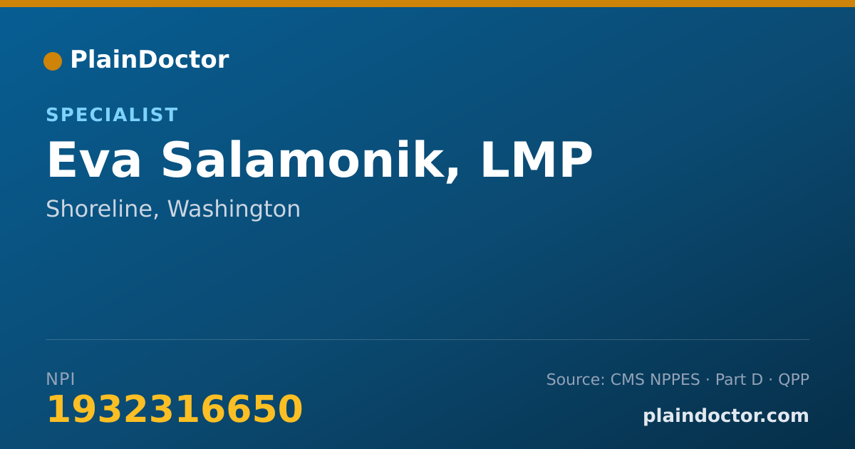 Shareable card for Eva Salamonik, LMP - Specialist, Shoreline, WA