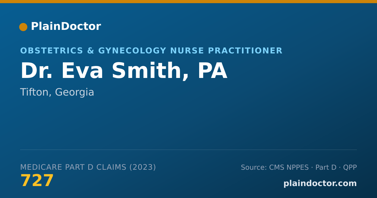 Shareable card for Eva Smith, PA - Obstetrics & Gynecology Nurse Practitioner, Tifton, GA