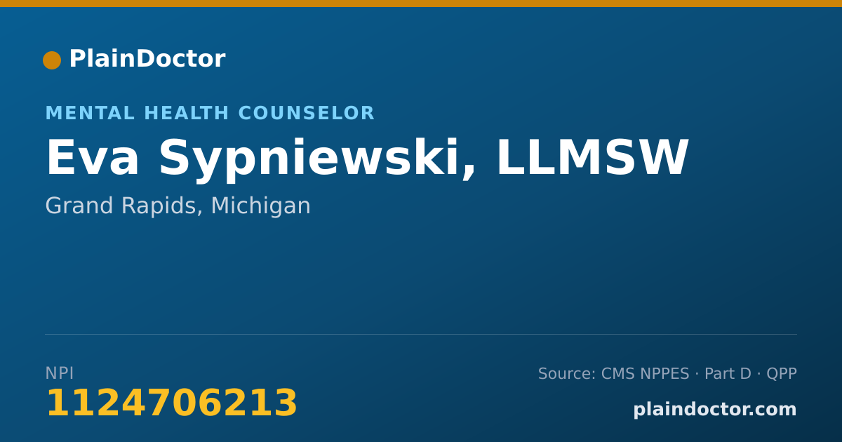 Shareable card for Eva Sypniewski, LLMSW - Mental Health Counselor, Grand Rapids, MI