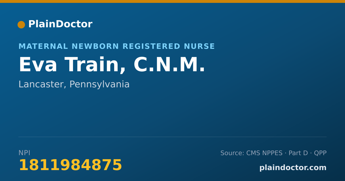 Shareable card for Eva Train, C.N.M. - Maternal Newborn Registered Nurse, Lancaster, PA