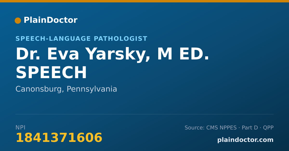 Shareable card for Eva Yarsky, M ED. SPEECH - Speech-Language Pathologist, Canonsburg, PA