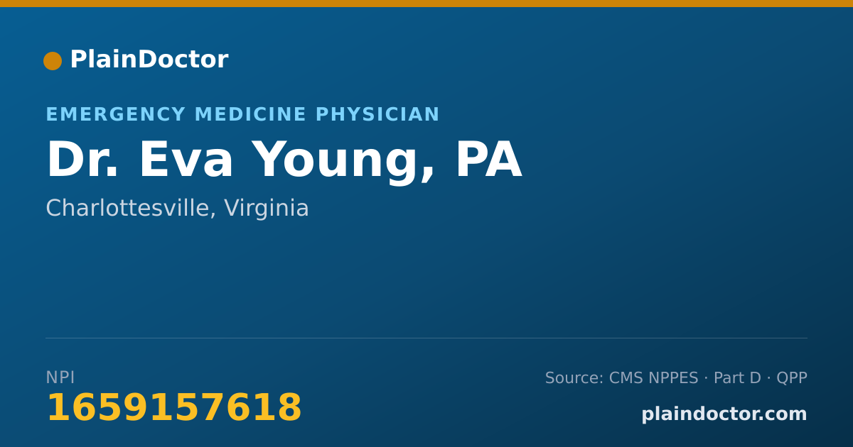 Shareable card for Eva Young, PA - Emergency Medicine Physician, Charlottesville, VA
