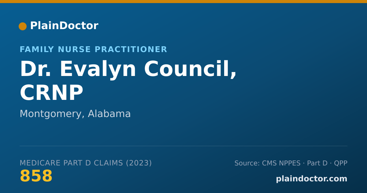 Shareable card for Evalyn Council, CRNP - Family Nurse Practitioner, Montgomery, AL