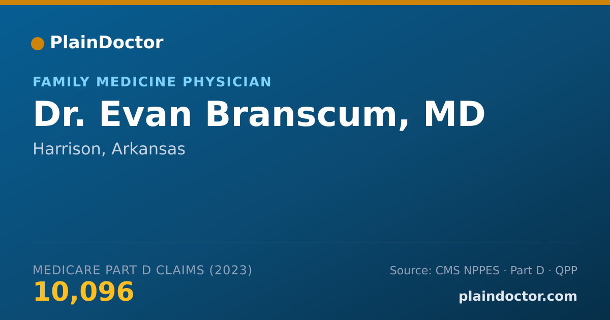 Shareable card for Evan Branscum, MD - Family Medicine Physician, Harrison, AR