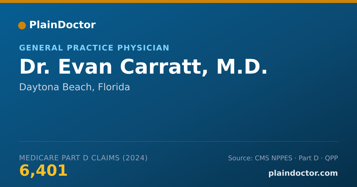 Shareable card for Evan Carratt, M.D. - General Practice Physician, Daytona Beach, FL