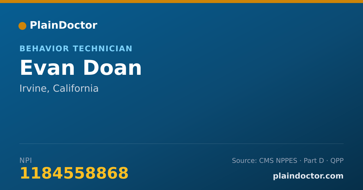Shareable card for Evan Doan - Behavior Technician, Irvine, CA