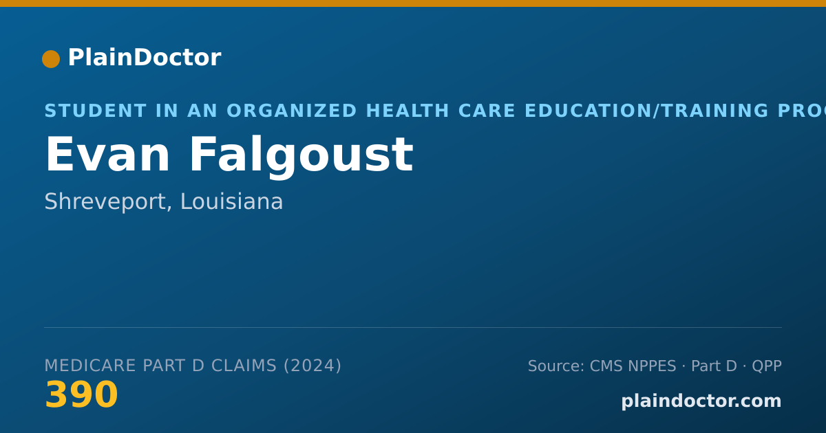 Shareable card for Evan Falgoust - Student in an Organized Health Care Education/Training Program, Shreveport, LA