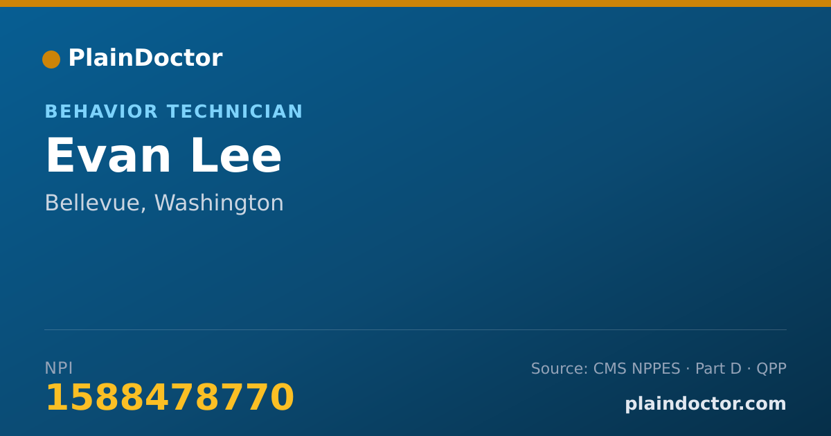 Shareable card for Evan Lee - Behavior Technician, Bellevue, WA
