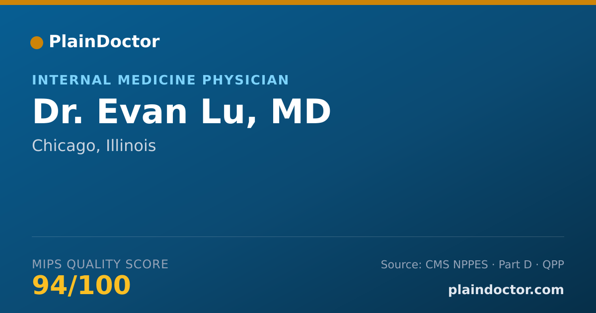 Shareable card for Evan Lu, MD - Internal Medicine Physician, Chicago, IL