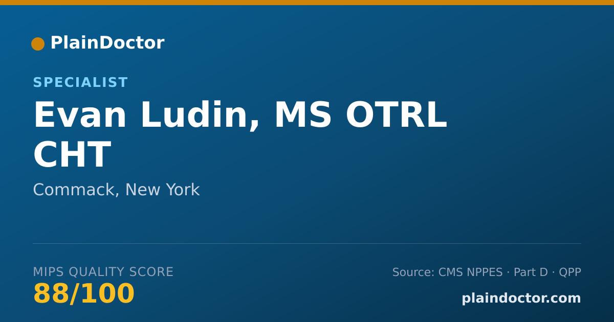 Shareable card for Evan Ludin, MS  OTRL CHT - Specialist, Commack, NY