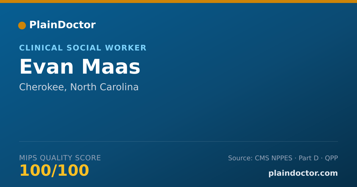Shareable card for Evan Maas - Clinical Social Worker, Cherokee, NC