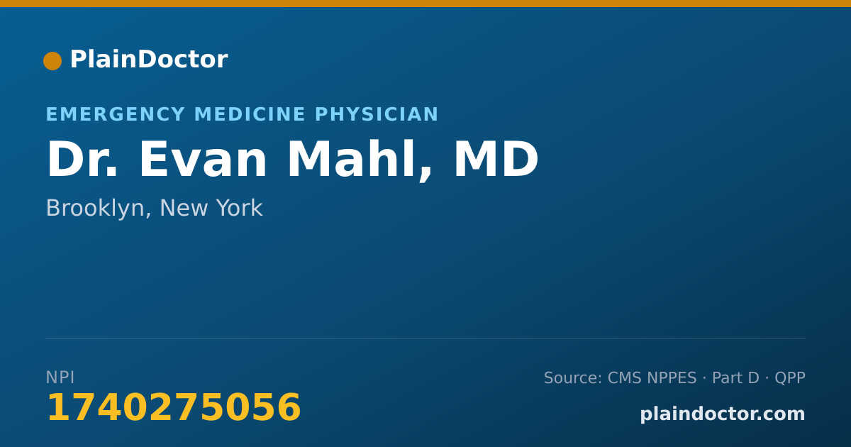 Shareable card for Evan Mahl, MD - Emergency Medicine Physician, Brooklyn, NY