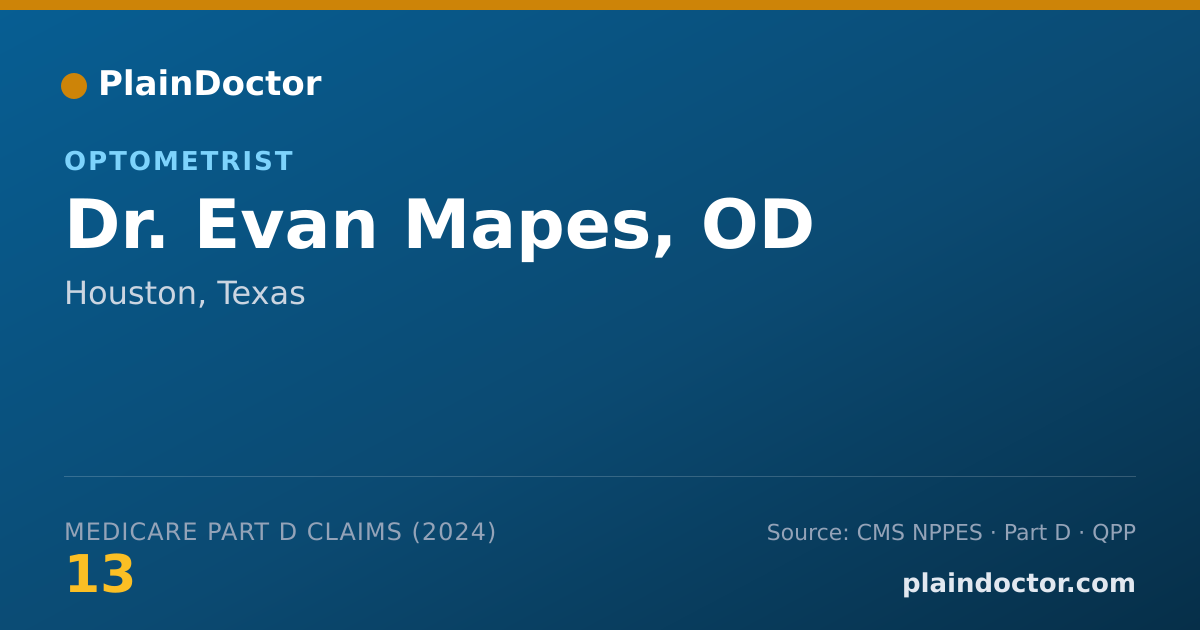 Shareable card for Evan Mapes, OD - Optometrist, Houston, TX