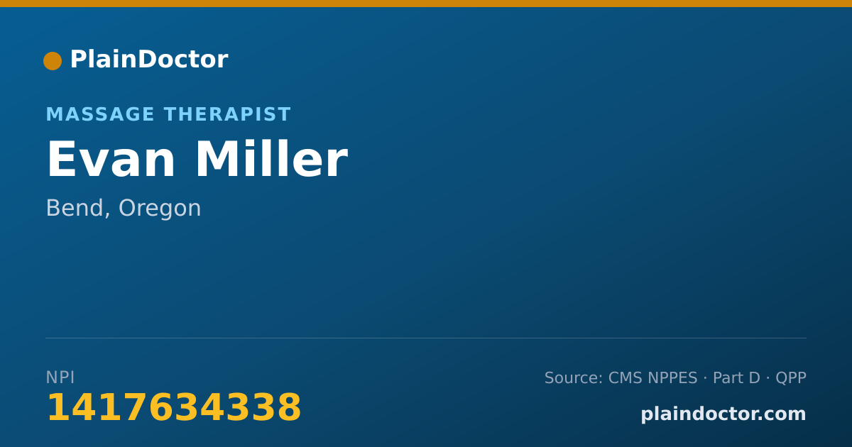 Shareable card for Evan Miller - Massage Therapist, Bend, OR
