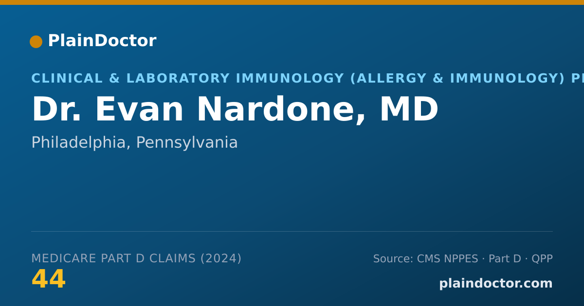 Shareable card for Evan Nardone, MD - Clinical & Laboratory Immunology (Allergy & Immunology) Physician, Philadelphia, PA