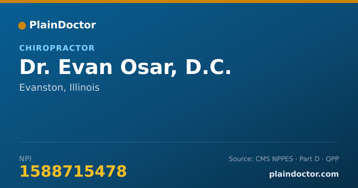 Shareable card for Evan Osar, D.C. - Chiropractor, Evanston, IL
