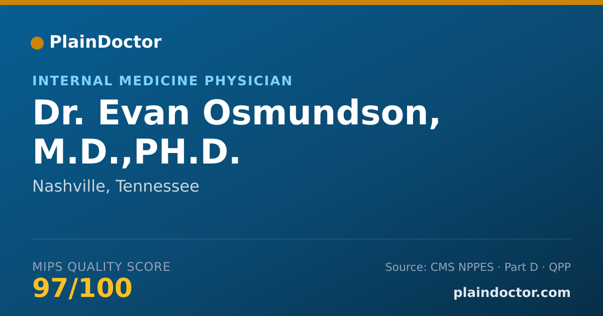 Shareable card for Evan Osmundson, M.D.,PH.D. - Internal Medicine Physician, Nashville, TN