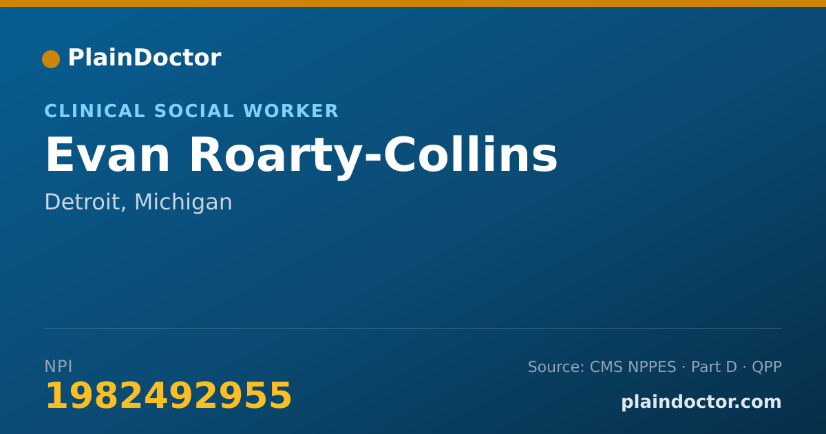 Shareable card for Evan Roarty-Collins - Clinical Social Worker, Detroit, MI