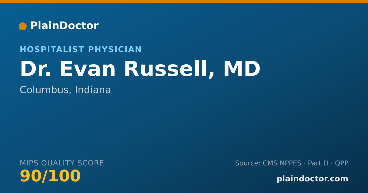 Shareable card for Evan Russell, MD - Hospitalist Physician, Columbus, IN