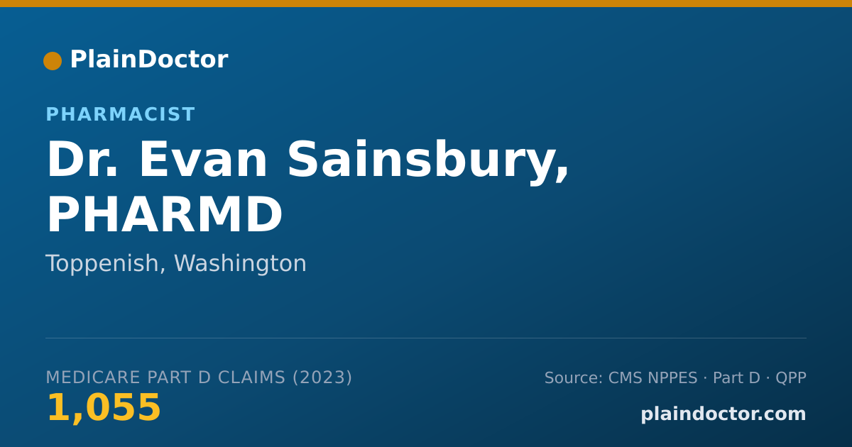 Shareable card for Evan Sainsbury, PHARMD - Pharmacist, Toppenish, WA