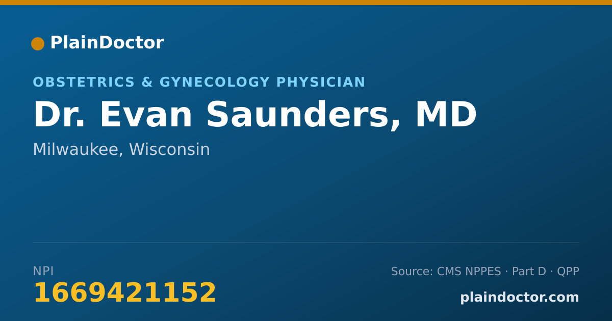 Shareable card for Evan Saunders, MD - Obstetrics & Gynecology Physician, Milwaukee, WI