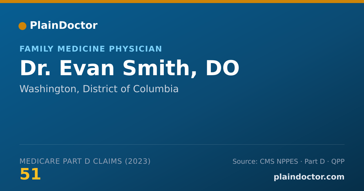 Shareable card for Evan Smith, DO - Family Medicine Physician, Washington, DC