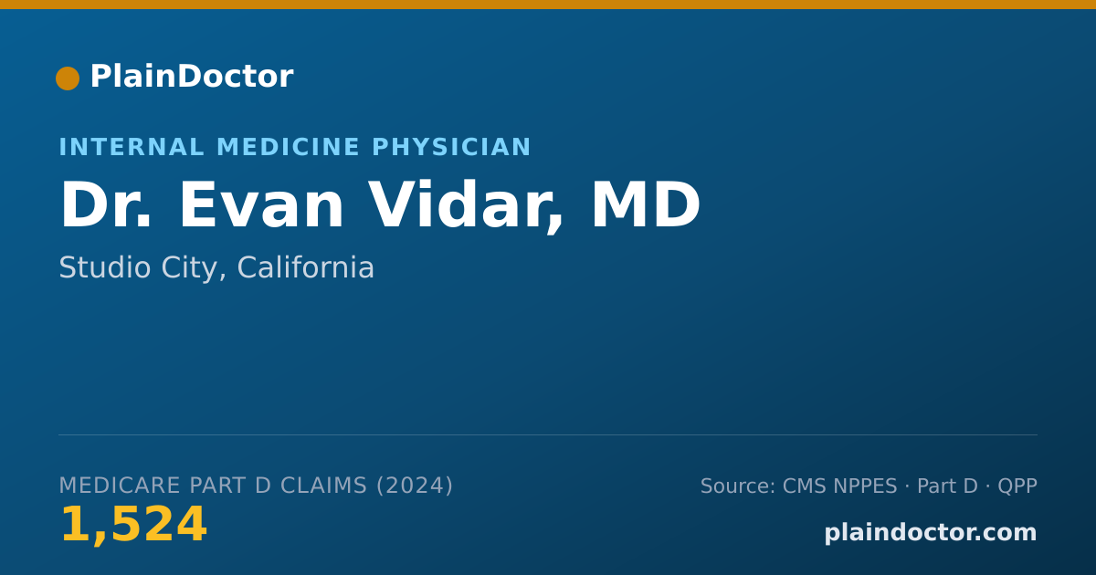 Shareable card for Evan Vidar, MD - Internal Medicine Physician, Studio City, CA