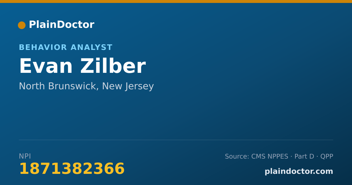 Shareable card for Evan Zilber - Behavior Analyst, North Brunswick, NJ