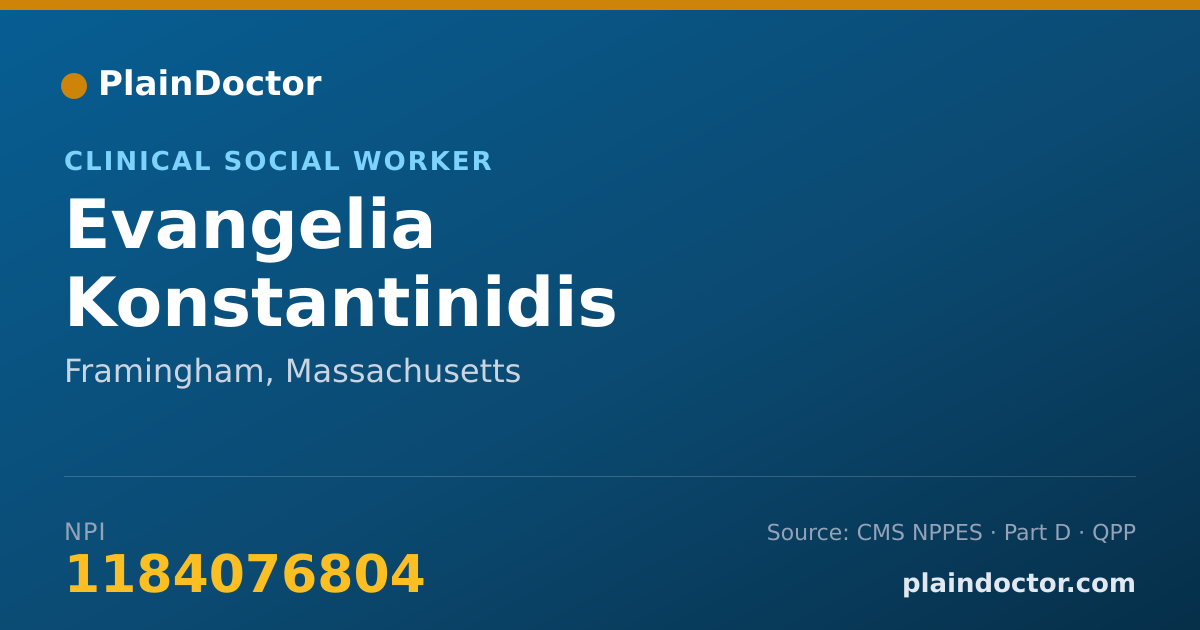 Shareable card for Evangelia Konstantinidis - Clinical Social Worker, Framingham, MA