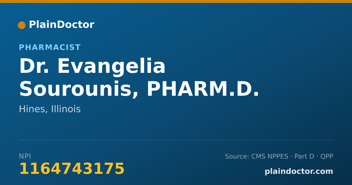 Shareable card for Evangelia Sourounis, PHARM.D. - Pharmacist, Hines, IL