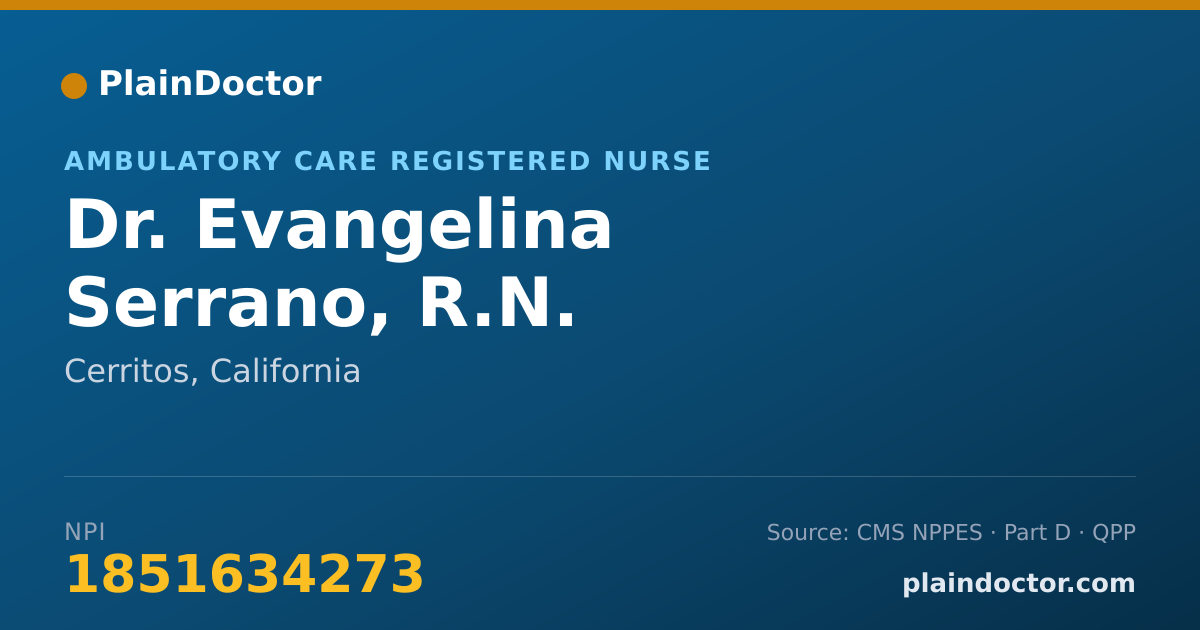 Shareable card for Evangelina Serrano, R.N. - Ambulatory Care Registered Nurse, Cerritos, CA