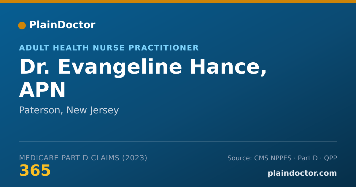 Shareable card for Evangeline Hance, APN - Adult Health Nurse Practitioner, Paterson, NJ