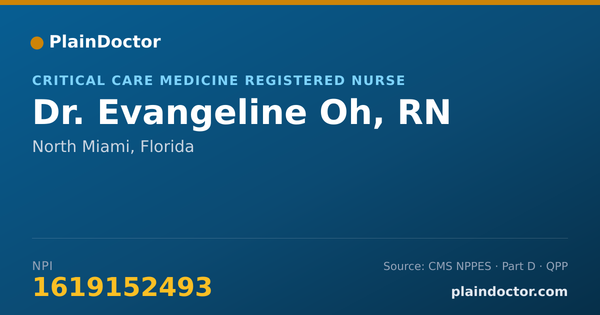 Shareable card for Evangeline Oh, RN - Critical Care Medicine Registered Nurse, North Miami, FL