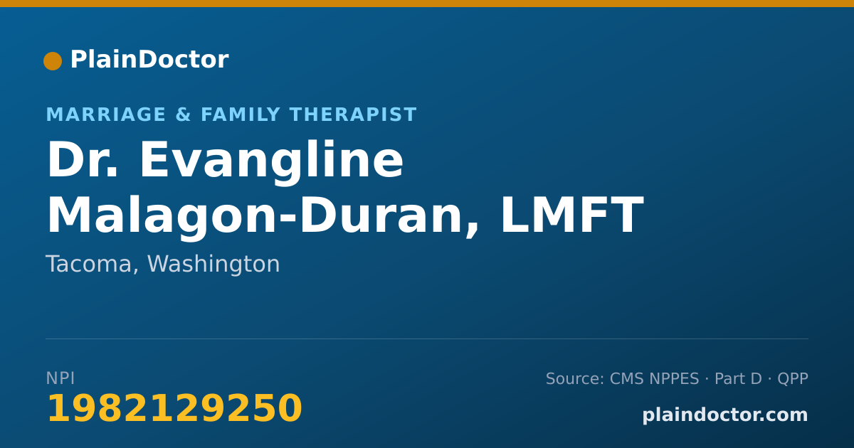 Shareable card for Evangline Malagon-Duran, LMFT - Marriage & Family Therapist, Tacoma, WA