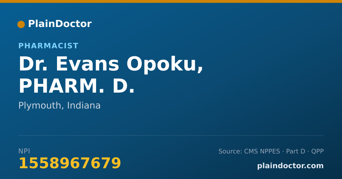 Shareable card for Evans Opoku, PHARM. D. - Pharmacist, Plymouth, IN