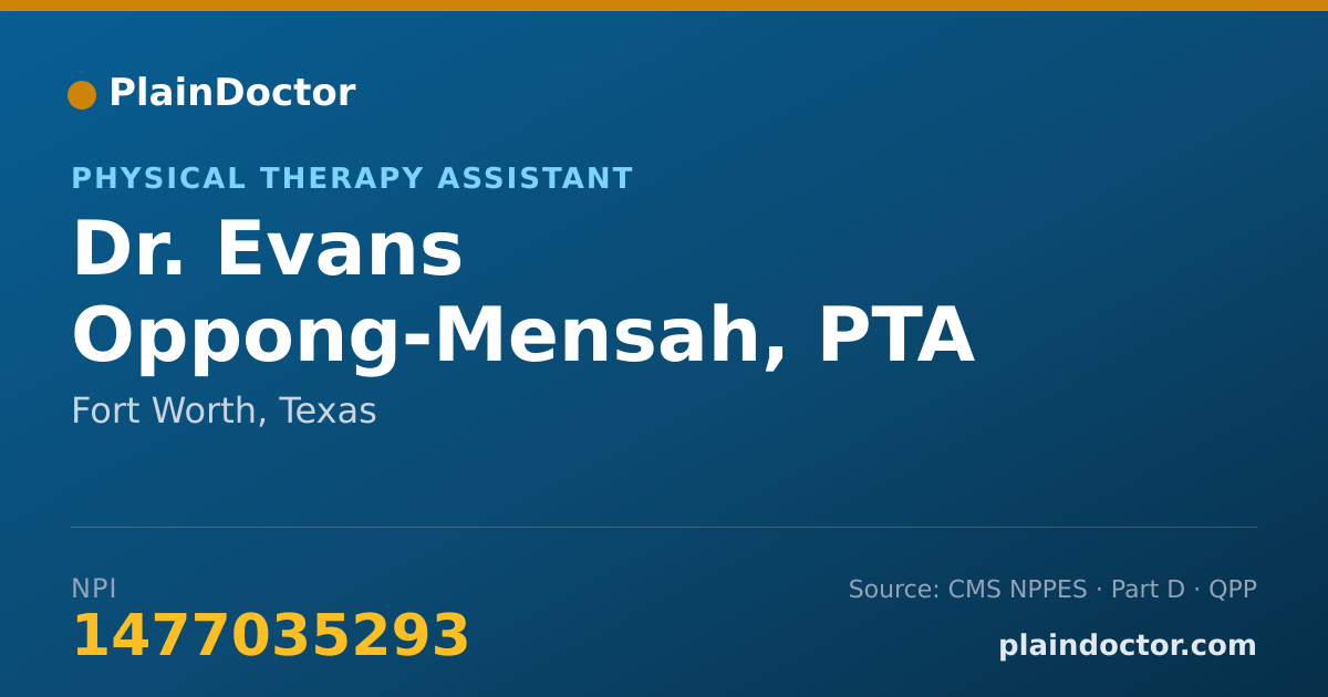 Shareable card for Evans Oppong-Mensah, PTA - Physical Therapy Assistant, Fort Worth, TX