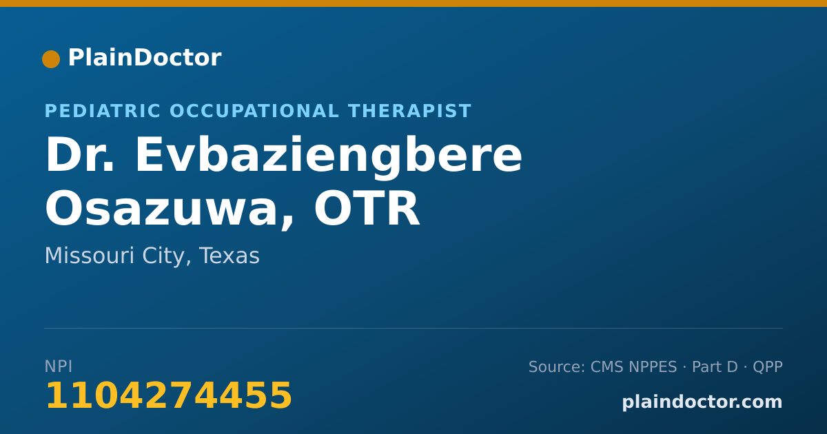 Shareable card for Evbaziengbere Osazuwa, OTR - Pediatric Occupational Therapist, Missouri City, TX