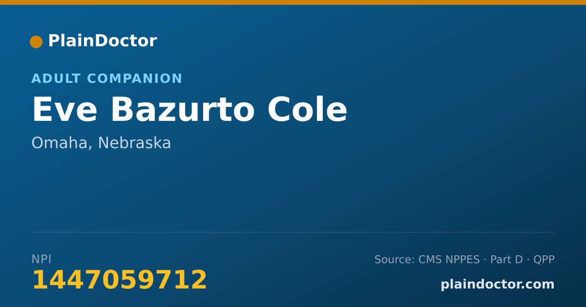 Shareable card for Eve Bazurto Cole - Adult Companion, Omaha, NE