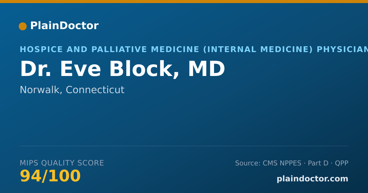 Shareable card for Eve Block, MD - Hospice and Palliative Medicine (Internal Medicine) Physician, Norwalk, CT