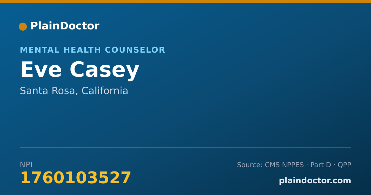 Shareable card for Eve Casey - Mental Health Counselor, Santa Rosa, CA