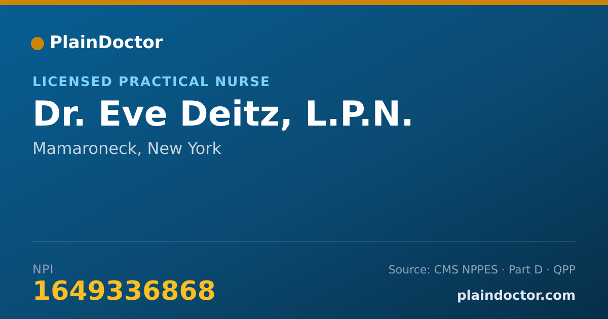 Shareable card for Eve Deitz, L.P.N. - Licensed Practical Nurse, Mamaroneck, NY
