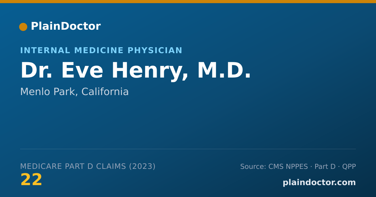 Shareable card for Eve Henry, M.D. - Internal Medicine Physician, Menlo Park, CA