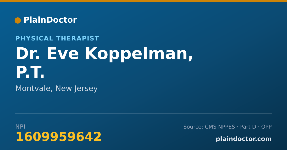 Shareable card for Eve Koppelman, P.T. - Physical Therapist, Montvale, NJ