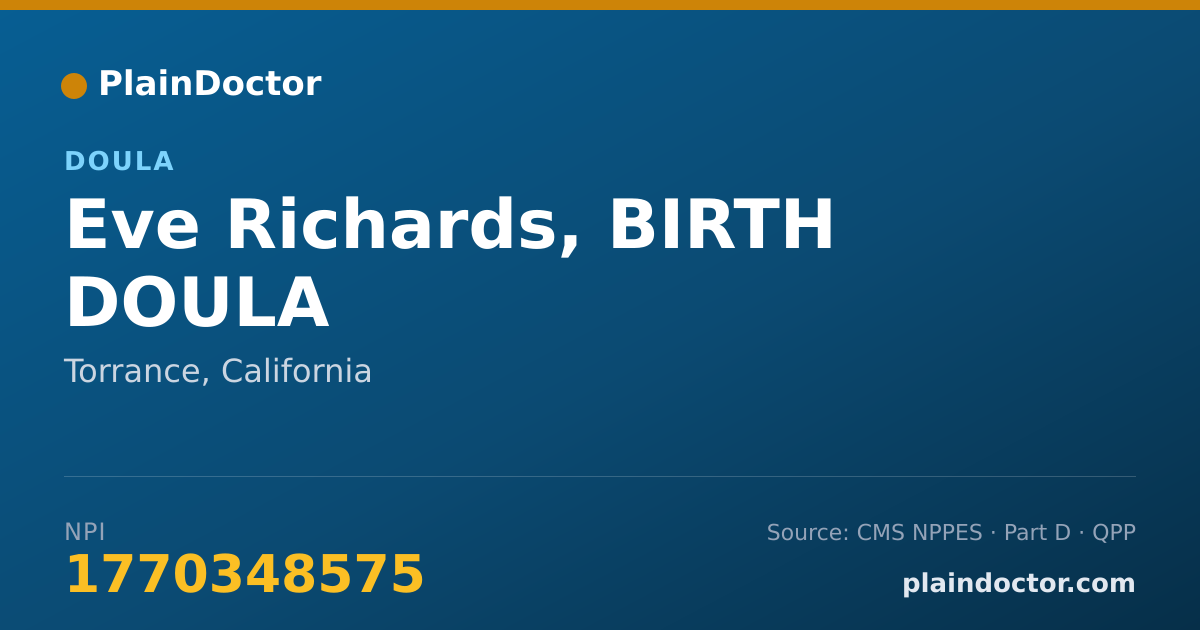Shareable card for Eve Richards, BIRTH DOULA - Doula, Torrance, CA